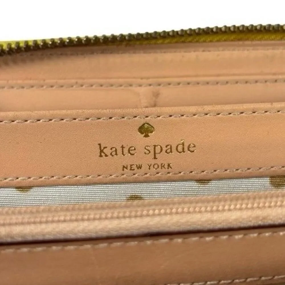 Kate Spade Wellesley Continental Wallet Limoncello Yellow Leather Zip Around